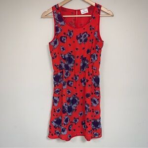 PINS & NEEDLES URban Outfitters Dress Small Floral Shift Red Flowy Elastic Waist